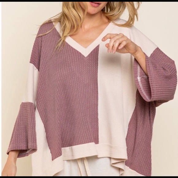 New! POL Cage Back Waffle Knit Mix And Match V-neck Beautiful Sweater Top - Picture 5 of 6